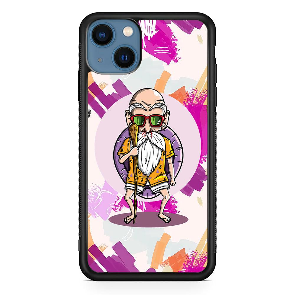 Master Roshi Old Purple iPhone 14 Case-Rubber White (2D Case)-Oxvistore