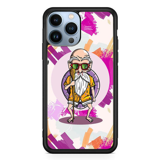 Master Roshi Old Purple iPhone 14 Pro Max Case-Rubber White (2D Case)-Oxvistore