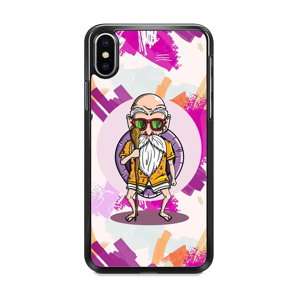 Master Roshi Old Purple iPhone XS Case-Rubber Black (2D Case)-Oxvistore