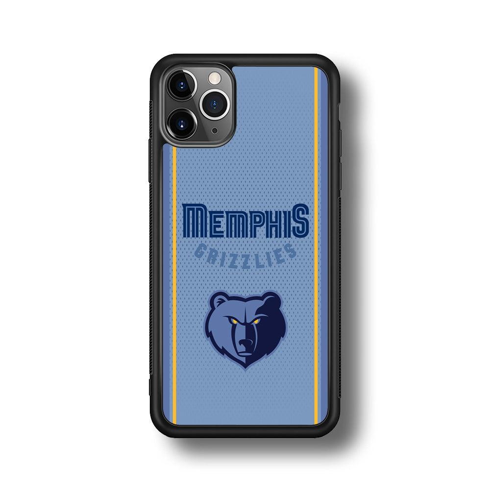 Memphis Grizzlies Light Blue Jersey iPhone 11 Pro Max Case-Rubber Black (2D Case)-Oxvistore