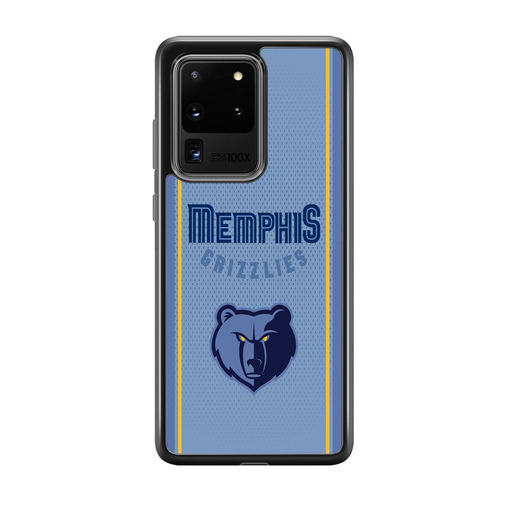 Memphis Grizzlies Light Blue Jersey Samsung Galaxy S20 Ultra Case-Rubber Black (2D Case)-Oxvistore