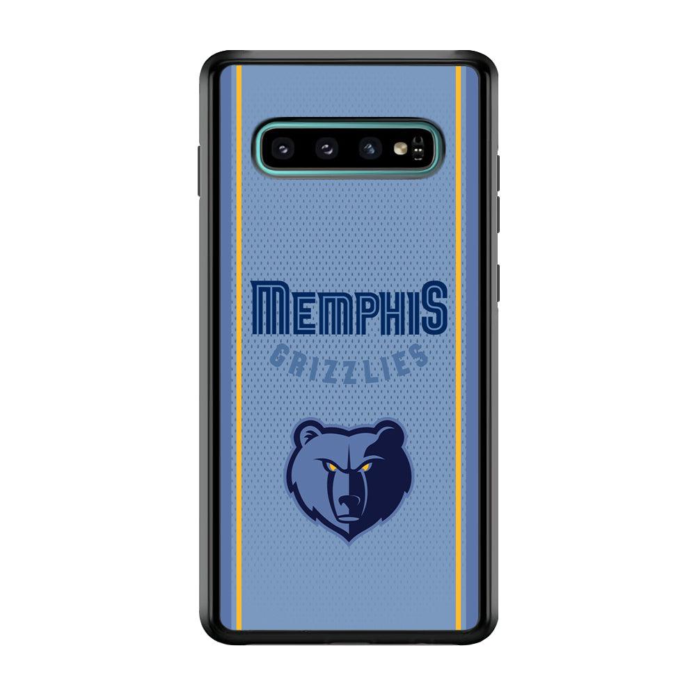 Memphis Grizzlies Light Blue Jersey Samsung Galaxy S10 Case-Rubber Black (2D Case)-Oxvistore