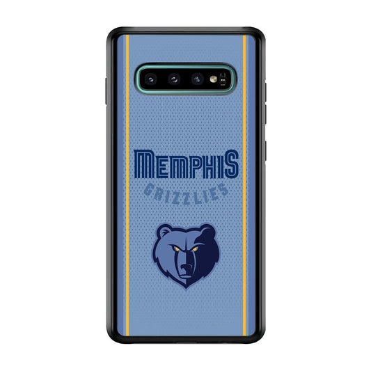 Memphis Grizzlies Light Blue Jersey Samsung Galaxy S10 Case-Rubber Black (2D Case)-Oxvistore