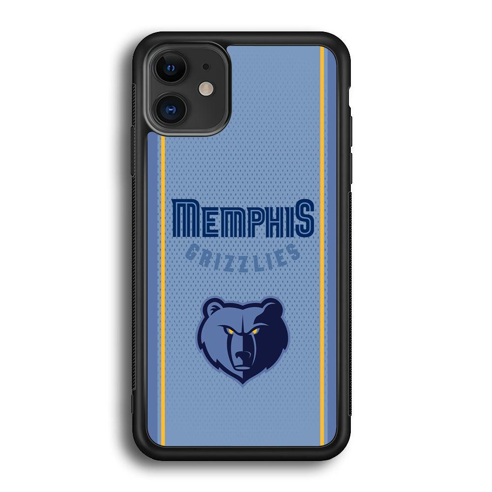 Memphis Grizzlies Light Blue Jersey iPhone 11 Case-Rubber Black (2D Case)-Oxvistore