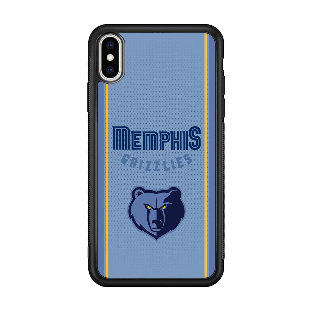 Memphis Grizzlies Light Blue Jersey iPhone XS Case-Rubber Black (2D Case)-Oxvistore