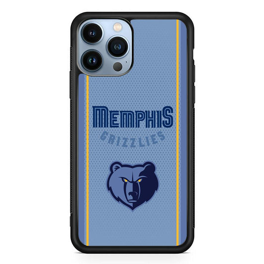 Memphis Grizzlies Light Blue Jersey iPhone 13 Pro Max Case-Rubber Black (2D Case)-Oxvistore