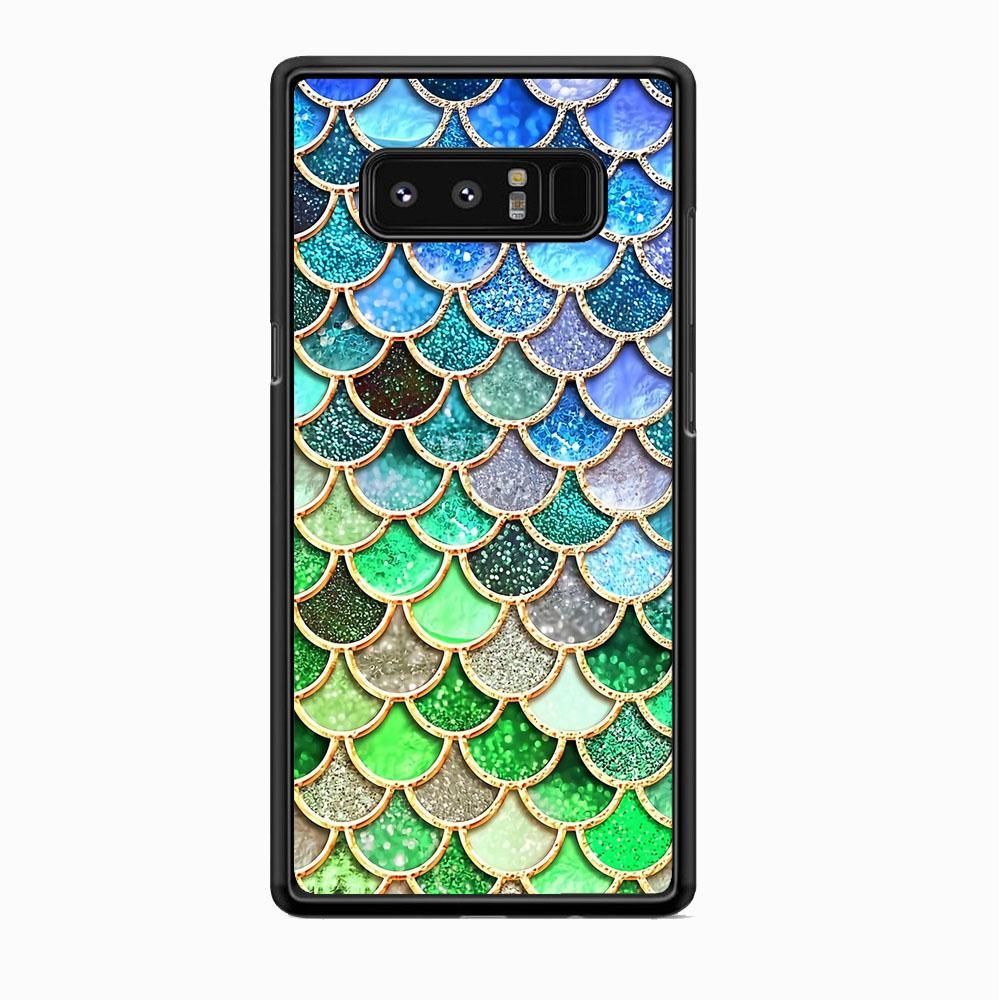 Mermaid Blue Green Shiny Shell Samsung Galaxy Note 8 Case-Rubber Black (2D Case)-Oxvistore