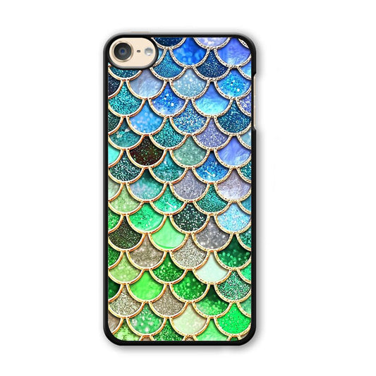 Mermaid Blue Green Shiny Shell iPod Touch 6 Case-Plastic Black (2D Case)-Oxvistore