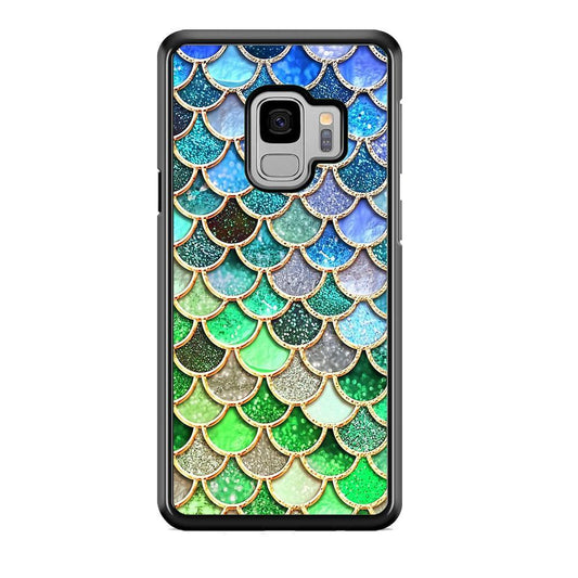 Mermaid Blue Green Shiny Shell Samsung Galaxy S9 Case-Rubber Black (2D Case)-Oxvistore
