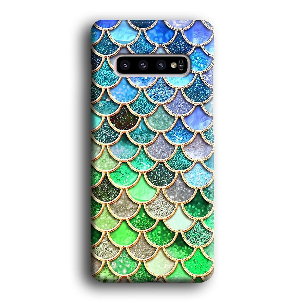 Mermaid Blue Green Shiny Shell Samsung Galaxy S10 Case-Oxvistore