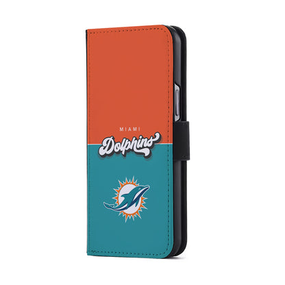 Miami Dolphins Orange Blue Flip Wallet Phone Case