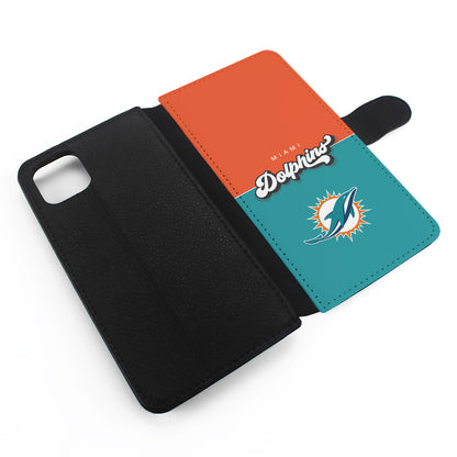 Miami Dolphins Orange Blue Flip Wallet Phone Case