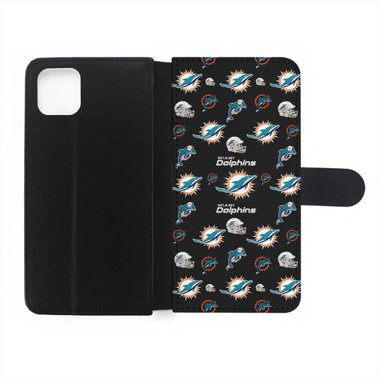 Miami Dolphins Pattern Flip Wallet Phone Case