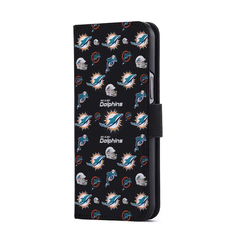 Miami Dolphins Pattern Flip Wallet Phone Case