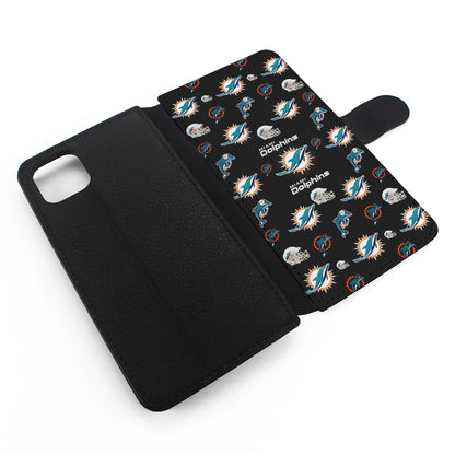 Miami Dolphins Pattern Flip Wallet Phone Case