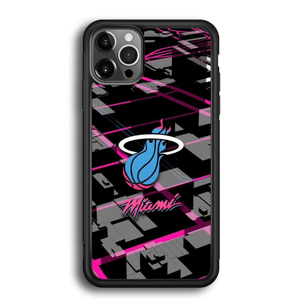 Miami Heat Light of Town iPhone 12 Pro Max Case-Rubber Black (2D Case)-Oxvistore