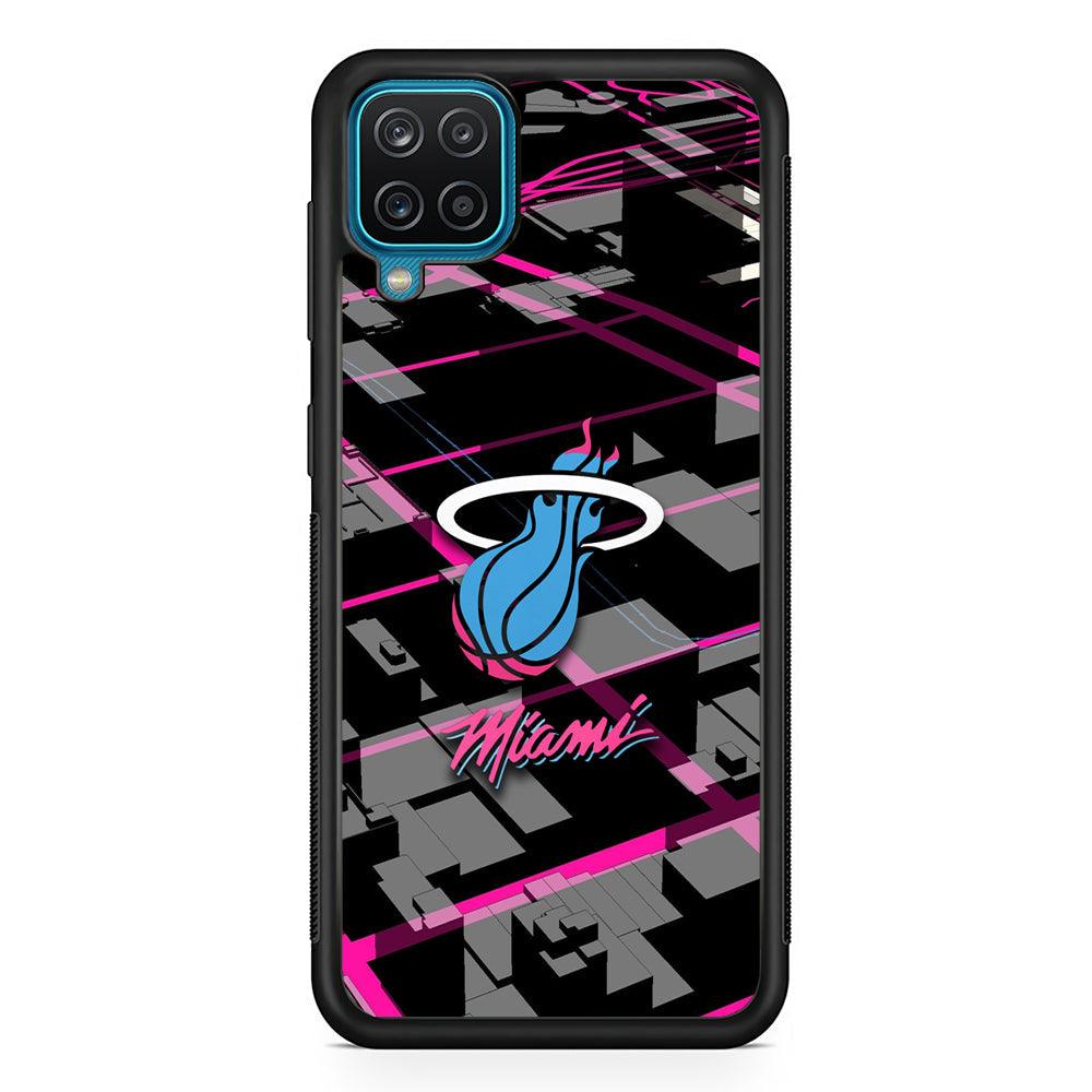 Miami Heat Light of Town Samsung Galaxy A12 Case-Rubber Black (2D Case)-Oxvistore