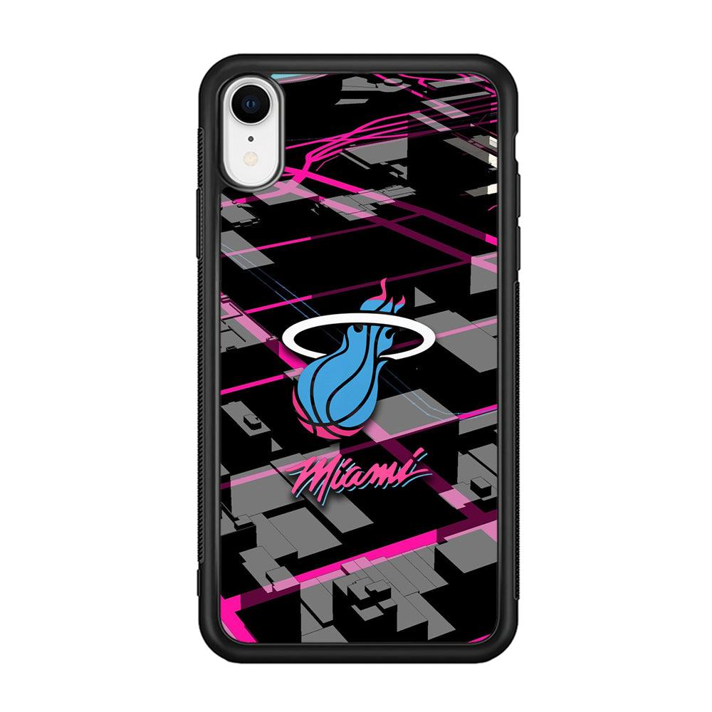 Miami Heat Light of Town iPhone XR Case-Rubber Black (2D Case)-Oxvistore