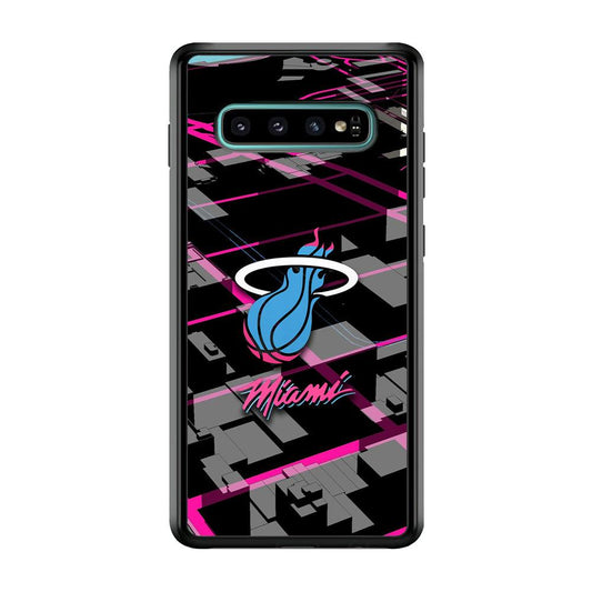 Miami Heat Light of Town Samsung Galaxy S10 Case-Rubber Black (2D Case)-Oxvistore