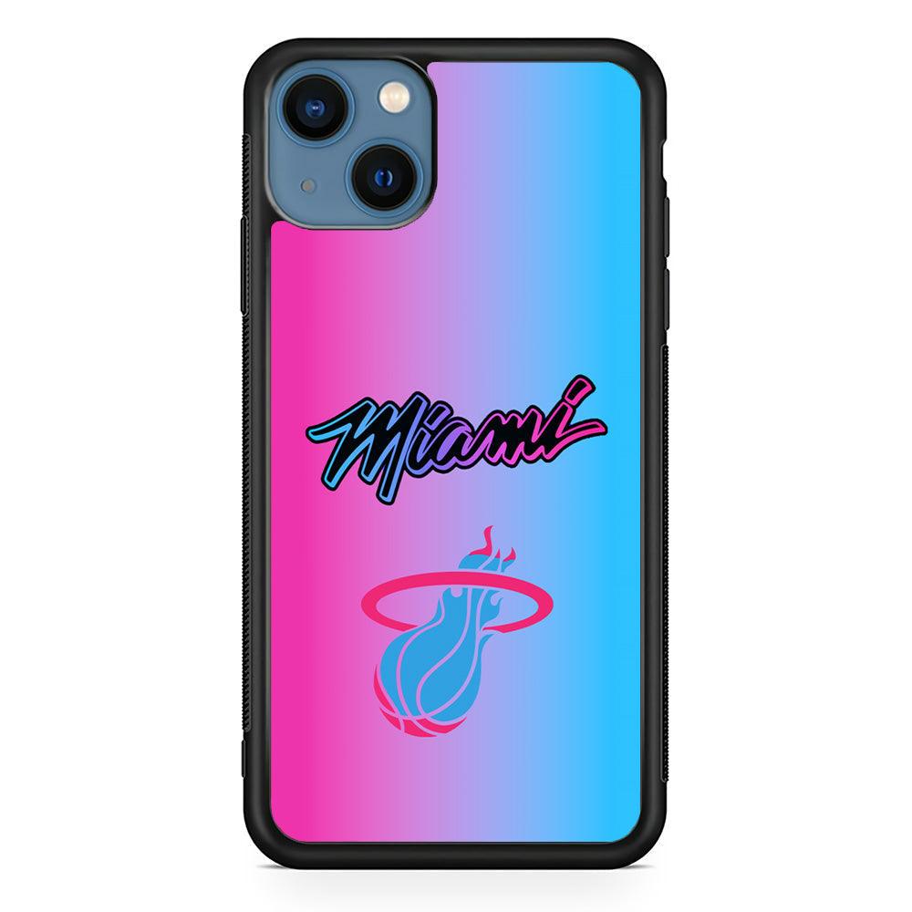 Miami Heat Rainbow Light Jersey iPhone 14 Case-Rubber Black (2D Case)-Oxvistore