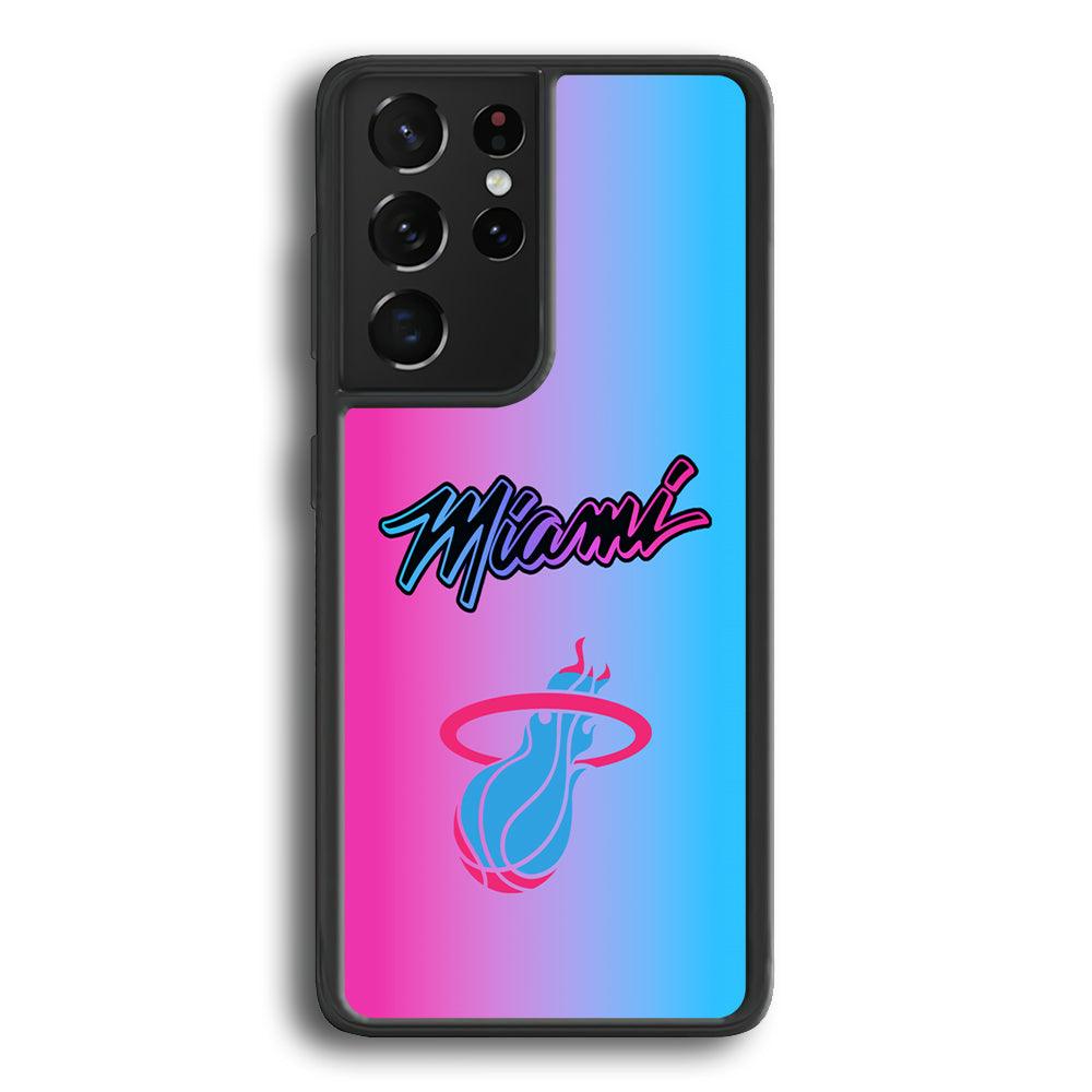 Miami Heat Rainbow Light Jersey Samsung Galaxy S24 Ultra Case-Rubber Black (2D Case)-Oxvistore