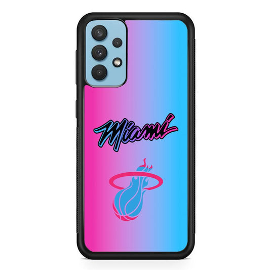 Miami Heat Rainbow Light Jersey Samsung Galaxy A32 Case-Rubber Black (2D Case)-Oxvistore