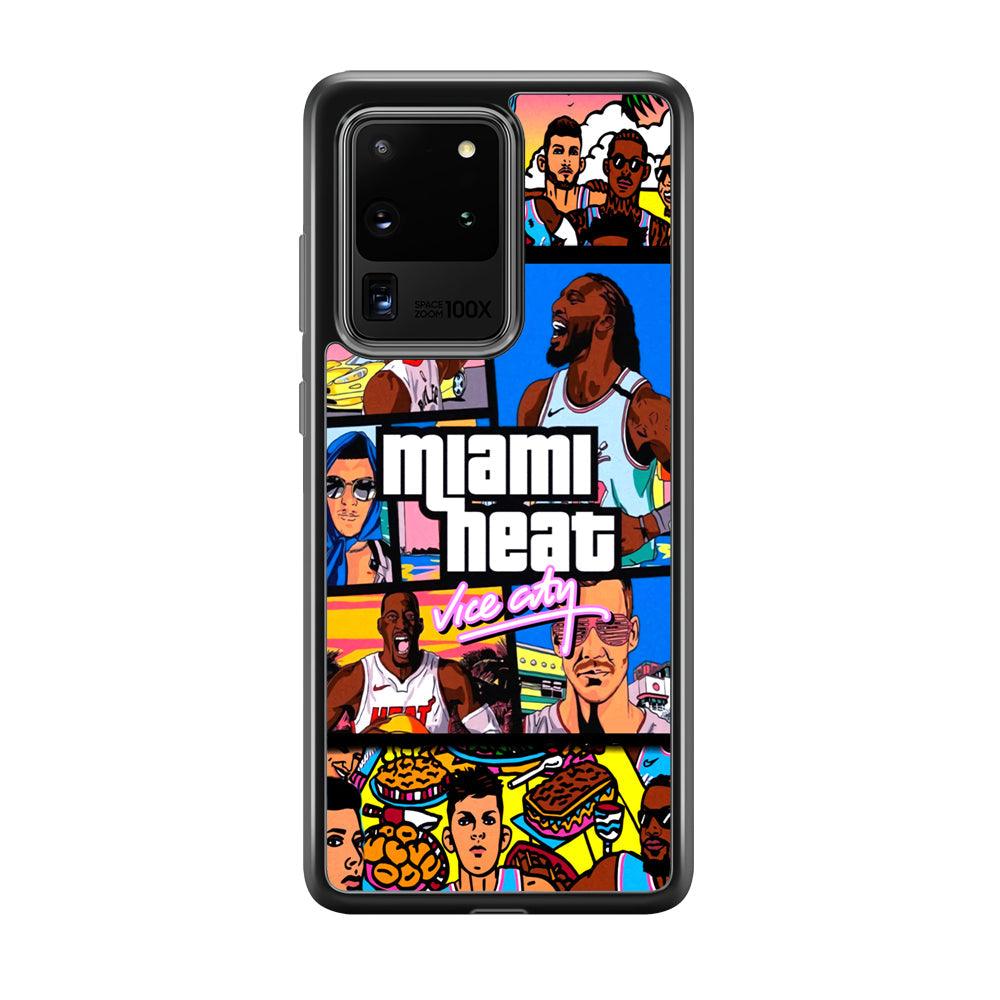Miami Heat Star of Vice City Samsung Galaxy S20 Ultra Case-Rubber Black (2D Case)-Oxvistore