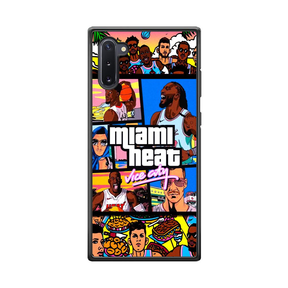 Miami Heat Star of Vice City Samsung Galaxy Note 10 Case-Rubber Black (2D Case)-Oxvistore