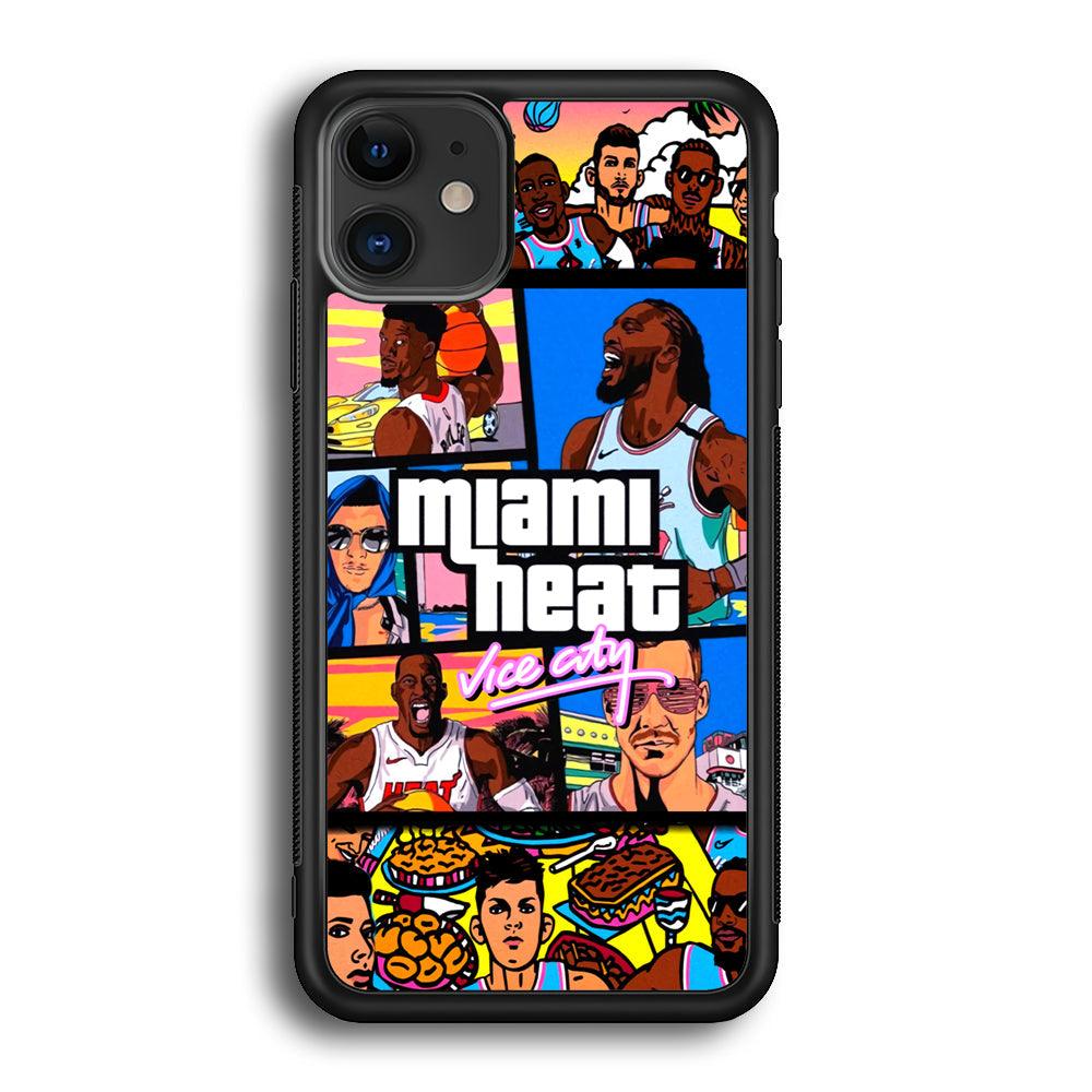 Miami Heat Star of Vice City iPhone 12 Case-Rubber Black (2D Case)-Oxvistore