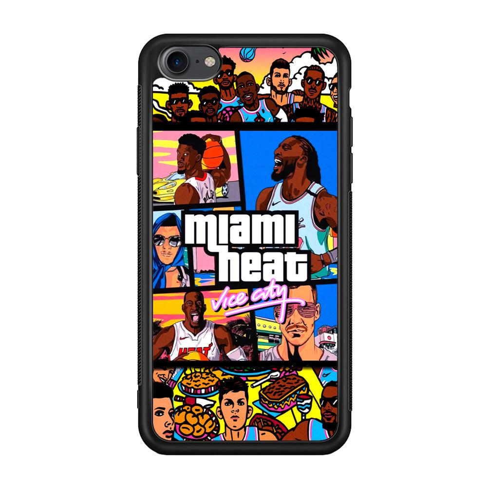 Miami Heat Star of Vice City iPhone 7 Case-Rubber Black (2D Case)-Oxvistore