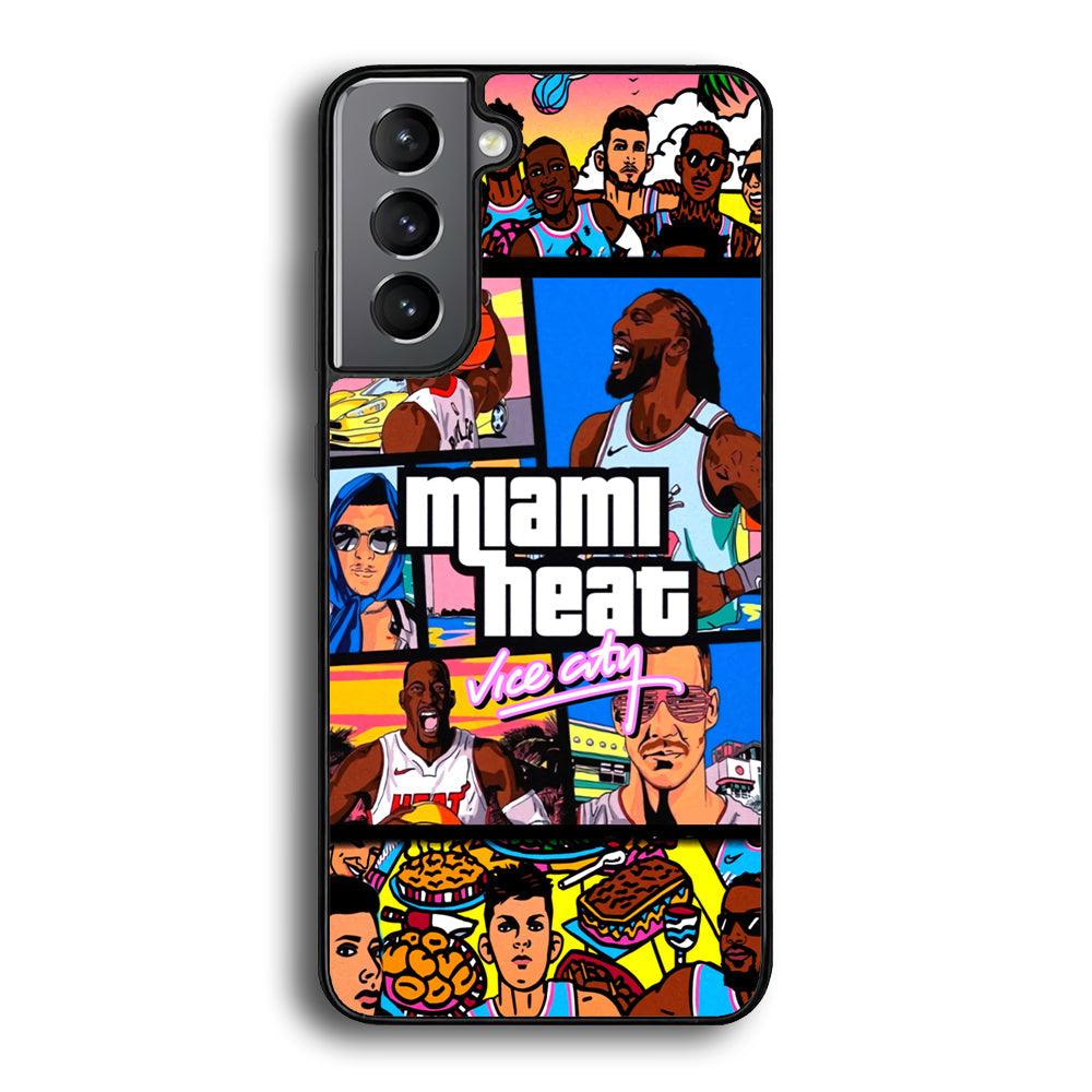 Miami Heat Star of Vice City Samsung Galaxy S23 Case-Rubber Black (2D Case)-Oxvistore