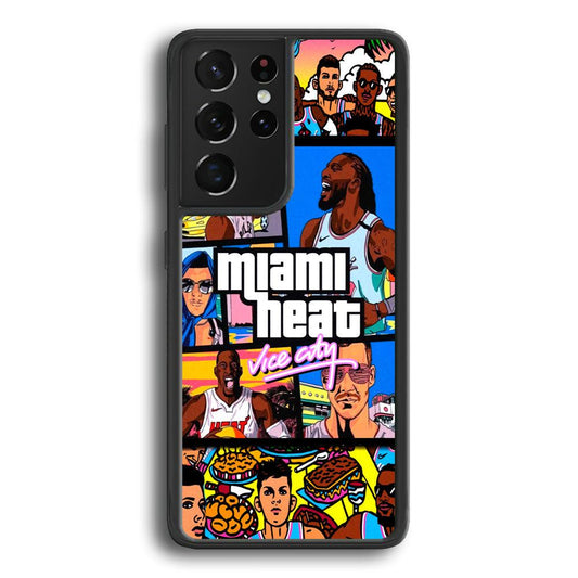 Miami Heat Star of Vice City Samsung Galaxy S23 Ultra Case-Rubber Black (2D Case)-Oxvistore