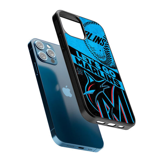 Miami Marlins Let's Go 2D Rubber Phone Case-Oxvistore