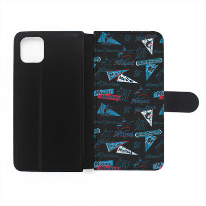 Miami Marlins Pattern Flip Wallet Phone Case