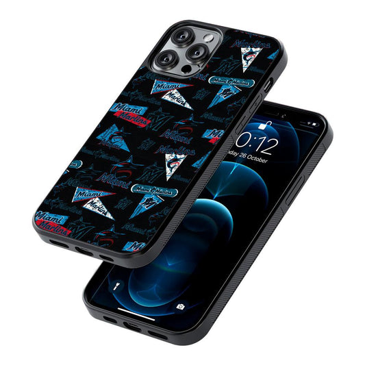 Miami Marlins Pattern 2D Rubber Phone Case-Oxvistore