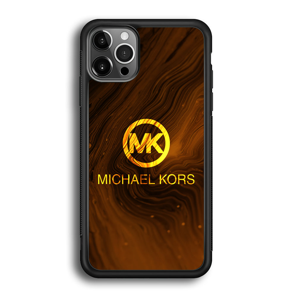Michael Kors Brown Abstract iPhone 12 Pro Max Case-Rubber Black (2D Case)-Oxvistore