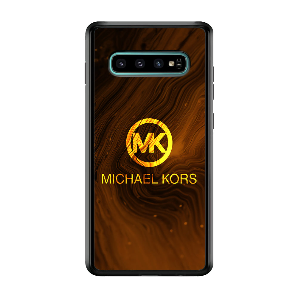 Michael Kors Brown Abstract Samsung Galaxy S10 Case-Rubber Black (2D Case)-Oxvistore