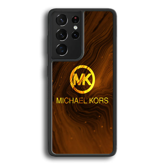 Michael Kors Brown Abstract Samsung Galaxy S24 Ultra Case-Rubber Black (2D Case)-Oxvistore