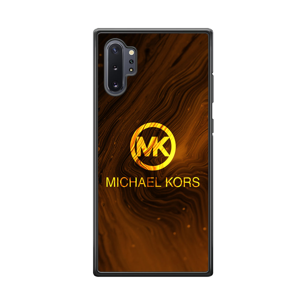 Michael Kors Brown Abstract Samsung Galaxy Note 10 Plus Case-Rubber Black (2D Case)-Oxvistore