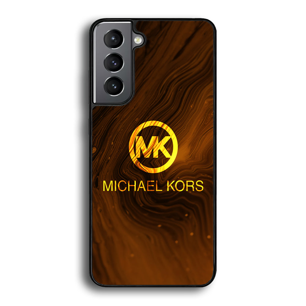 Michael Kors Brown Abstract Samsung Galaxy S21 Case-Rubber Black (2D Case)-Oxvistore