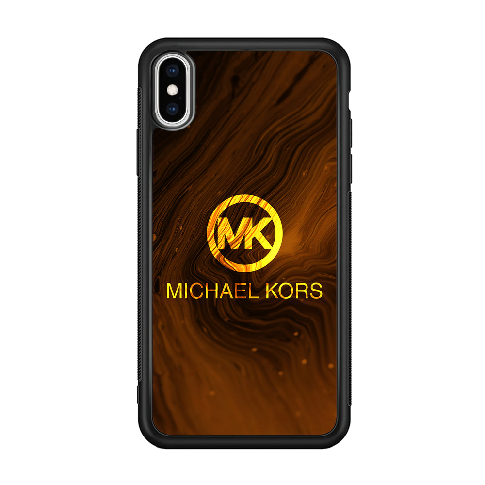 Michael Kors Brown Abstract iPhone X Case-Rubber White (2D Case)-Oxvistore