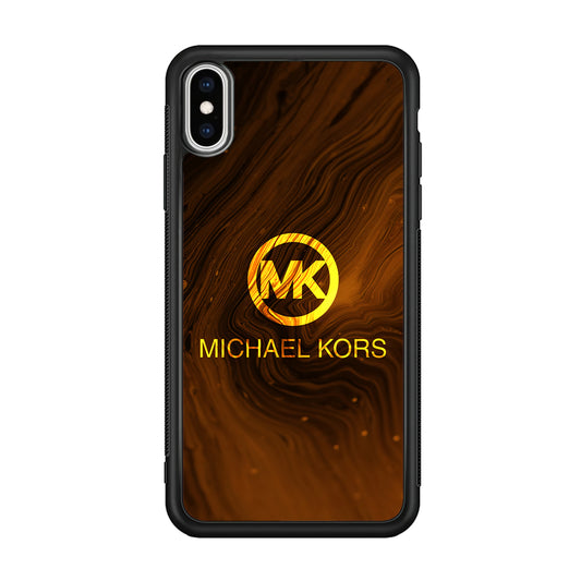 Michael Kors Brown Abstract iPhone X Case-Rubber White (2D Case)-Oxvistore