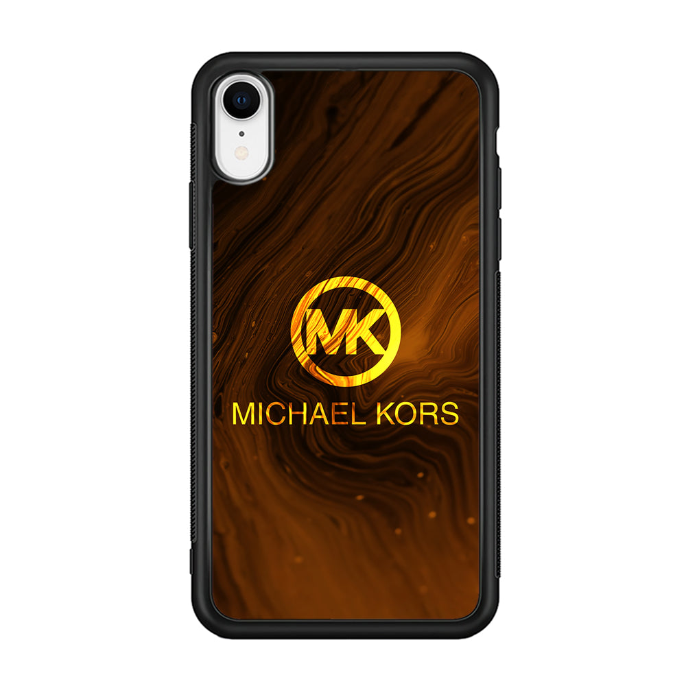 Michael Kors Brown Abstract iPhone XR Case-Rubber Black (2D Case)-Oxvistore