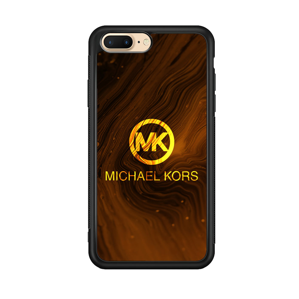 Michael Kors Brown Abstract iPhone 8 Plus Case-Rubber Black (2D Case)-Oxvistore
