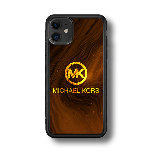 Michael Kors Brown Abstract iPhone 12 Case-Rubber Black (2D Case)-Oxvistore
