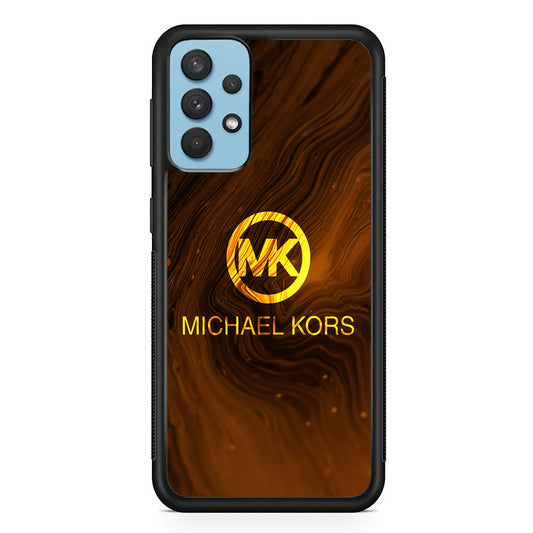 Michael Kors Brown Abstract Samsung Galaxy A32 Case-Rubber Black (2D Case)-Oxvistore