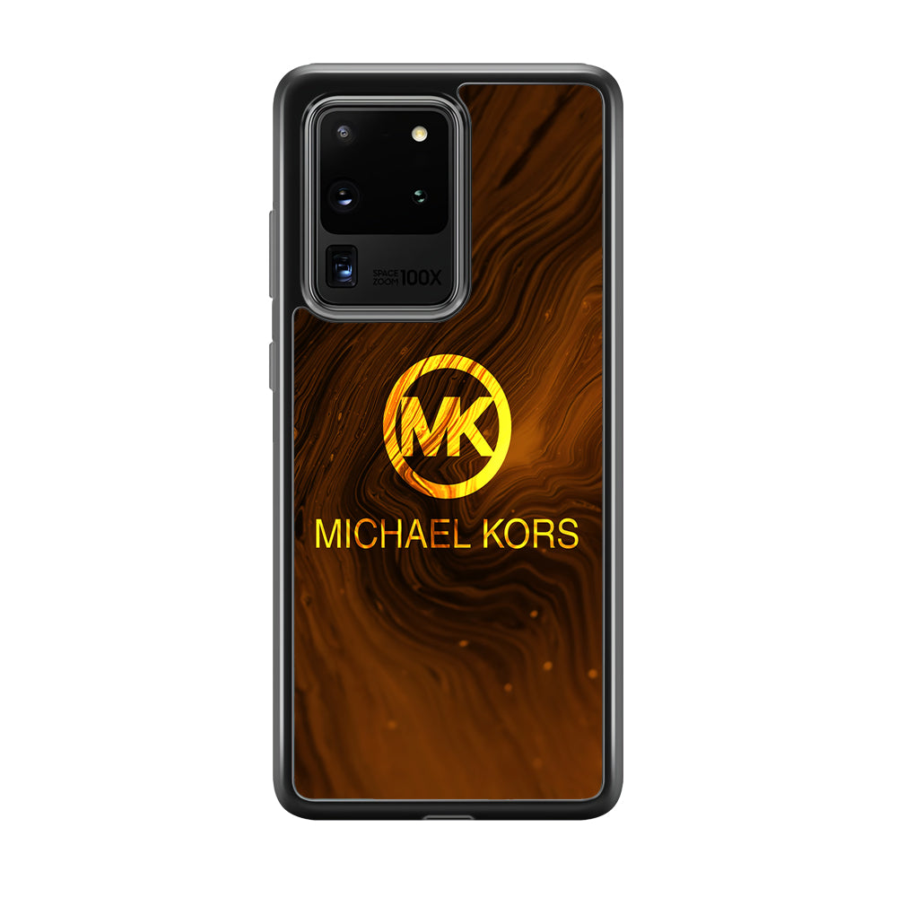 Michael Kors Brown Abstract Samsung Galaxy S20 Ultra Case-Rubber Black (2D Case)-Oxvistore