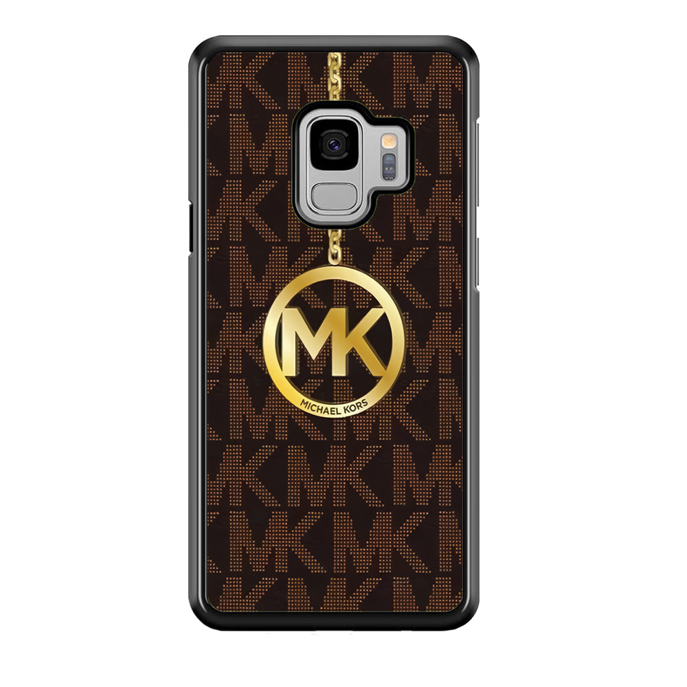 Michael Kors Brown Pattern Samsung Galaxy S9 Case-Rubber White (2D Case)-Oxvistore