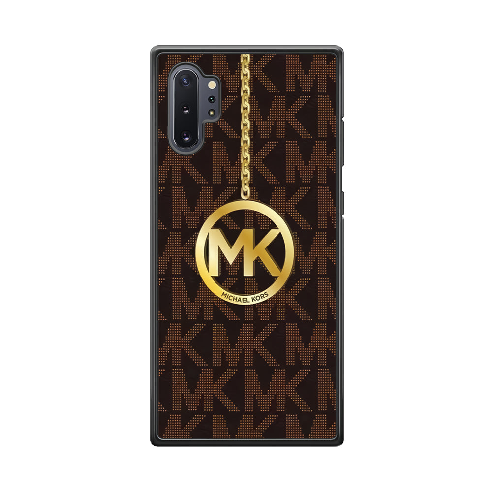 Michael Kors Brown Pattern Samsung Galaxy Note 10 Plus Case-Rubber Black (2D Case)-Oxvistore