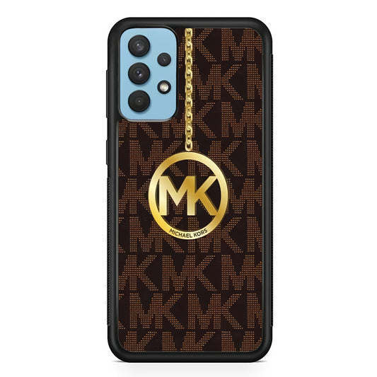 Michael Kors Brown Pattern Samsung Galaxy A32 Case-Rubber White (2D Case)-Oxvistore